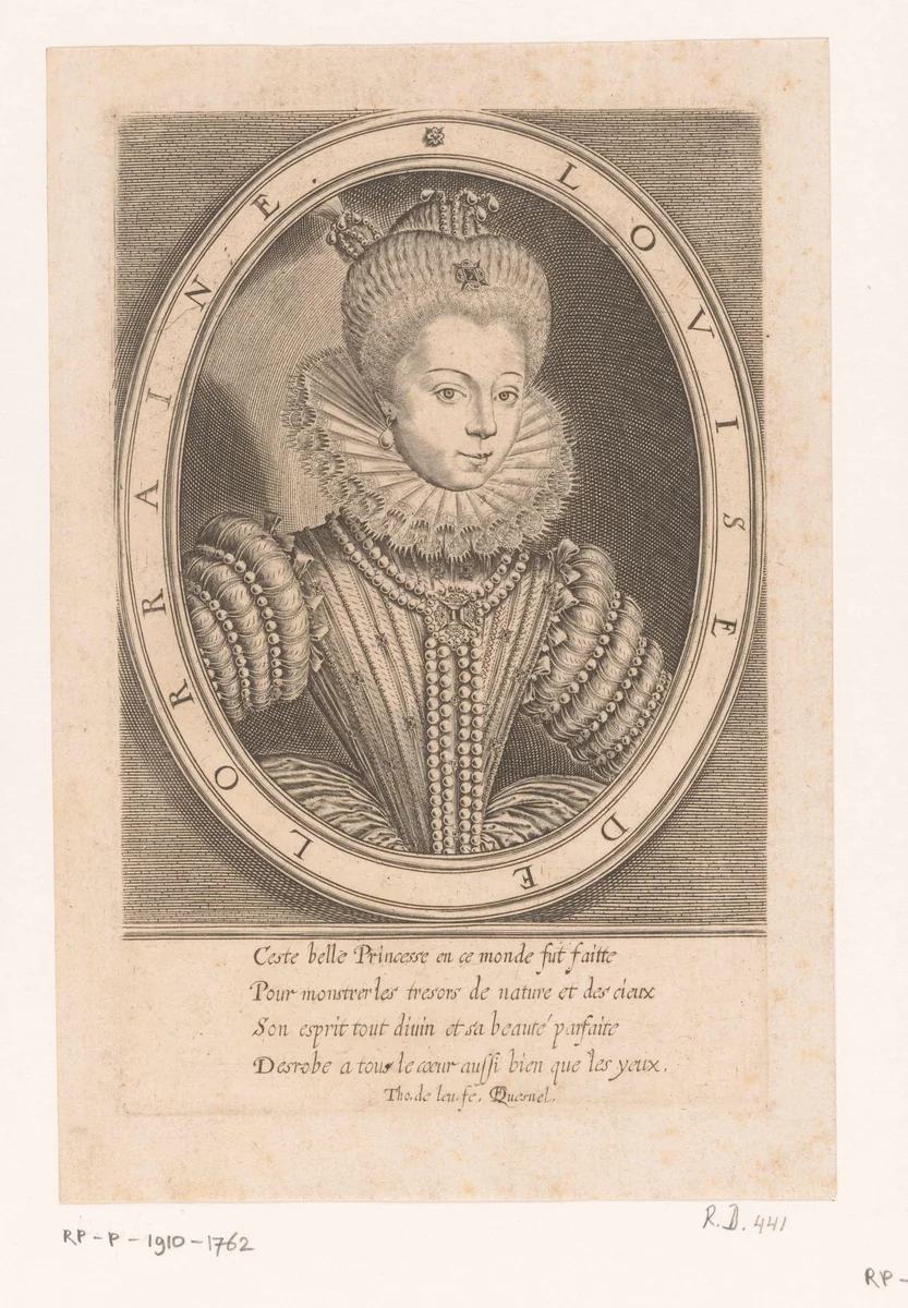 Portret van Louise van Lotharingen by Unknown, print, 1576-1614