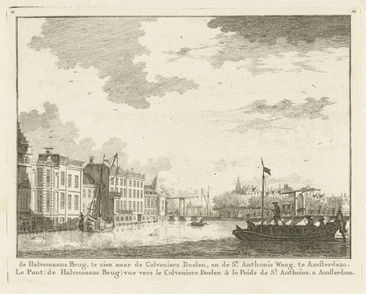 Gezicht op de Binnenamstel en de Kloveniersdoelen by Jacob Cats, print, 1770