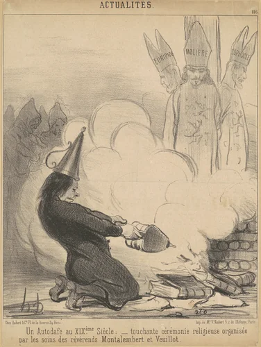 Un autodafé au XIXe siècle by Honoré Daumier, print, 1851