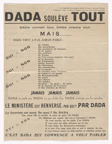 DADA soulève tout by Tristan Tzara, print, 1921