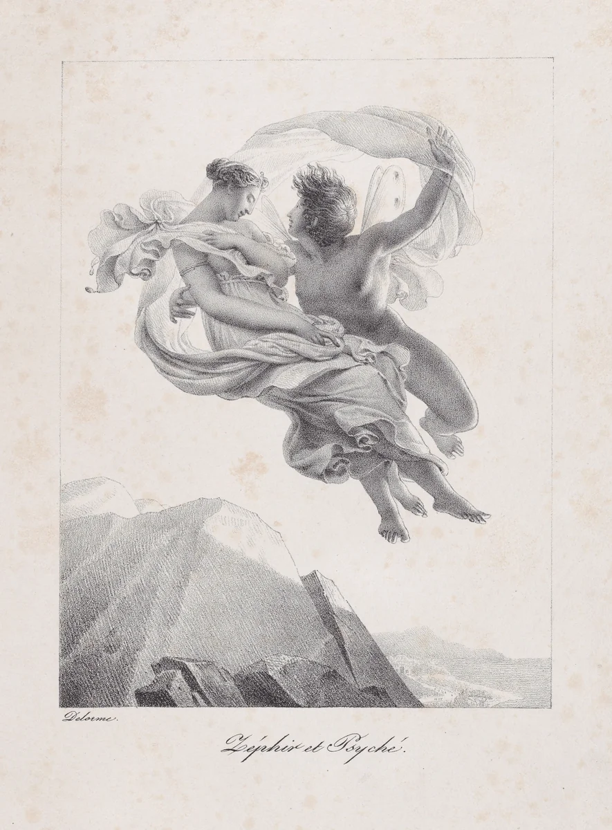 Zephyr and Pysche (Zépir et Psyché) by Pierre Claude François Delorme, print, 1820-1823
