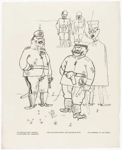 The Germans to the Front (Für deutsches Recht und deutsche Sitte) from the portfolio God with Us (Gott mit uns) by George Grosz, print, 1919