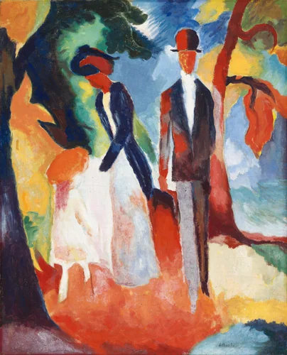 People by the Blue Lake by August Macke, painting, 1913