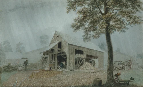 Rainstorm—Cider Mill at Redding, Connecticut by George Harvey, artwork, 1840