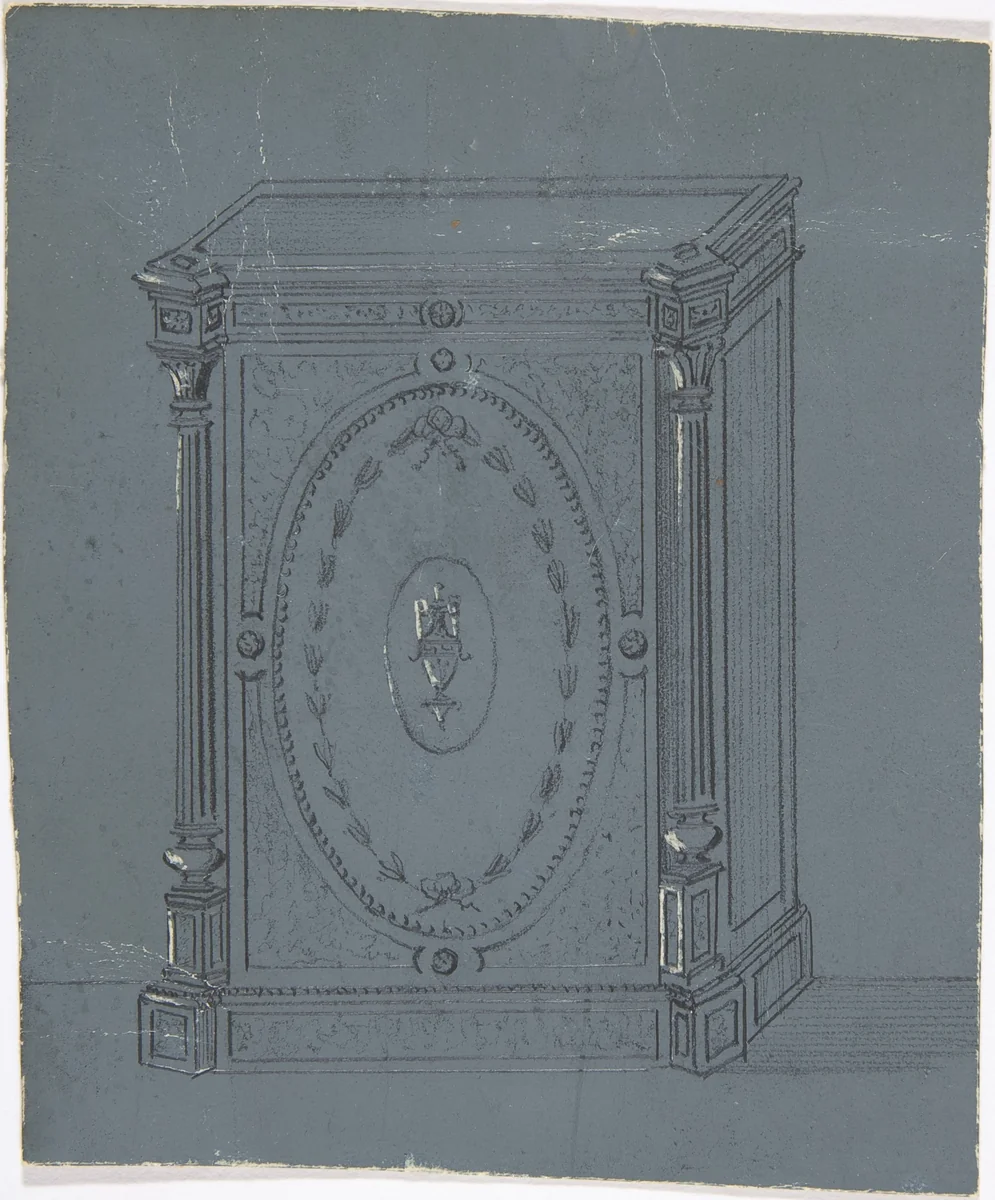 Cabinet Design with a Central Urn Ornament by anonymous, drawing, 1800-1900