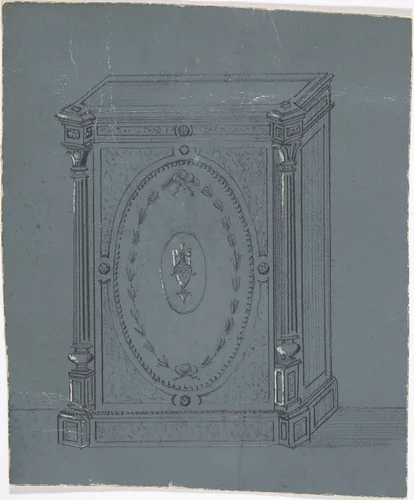 Cabinet Design with a Central Urn Ornament by anonymous, drawing, 1800-1900