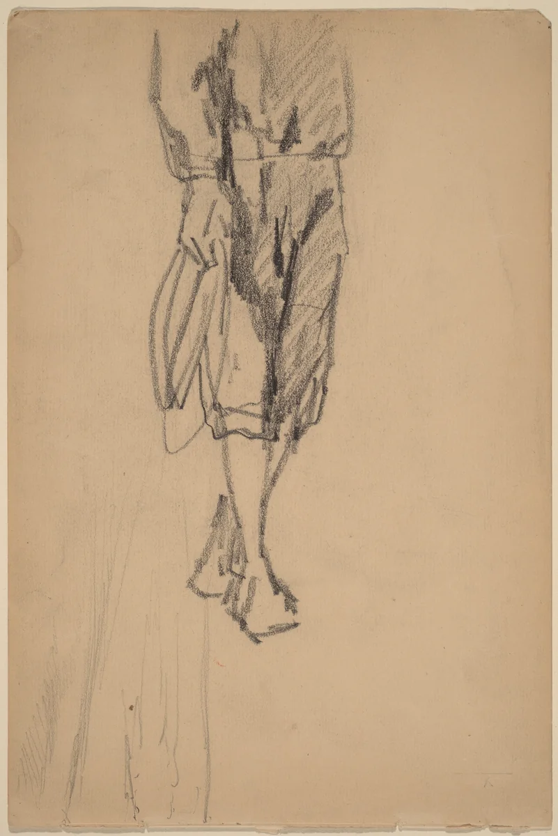 Partial Sketch of a Boy in Knickers by American 19th Century, drawing, 1836-1910