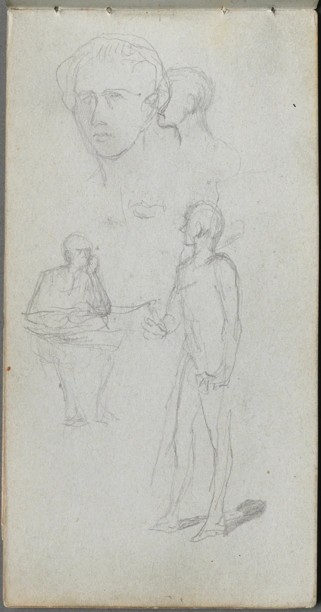 Sketchbook, page 12: Multiple Figures by Ernest Meissonier, book, 1860-1869