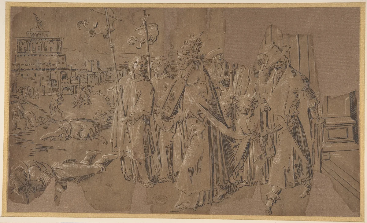 Miracle of Saint Gregory by anonymous, drawing, 1500-1599