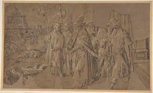 Miracle of Saint Gregory by anonymous, drawing, 1500-1599