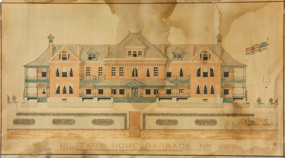 Military Home Barrack No. 1, Presentation Drawing by Unknown Artist, drawing, 1880-1889