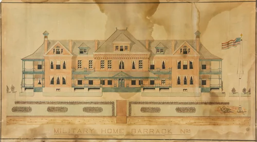 Military Home Barrack No. 1, Presentation Drawing by Unknown Artist, drawing, 1880-1889