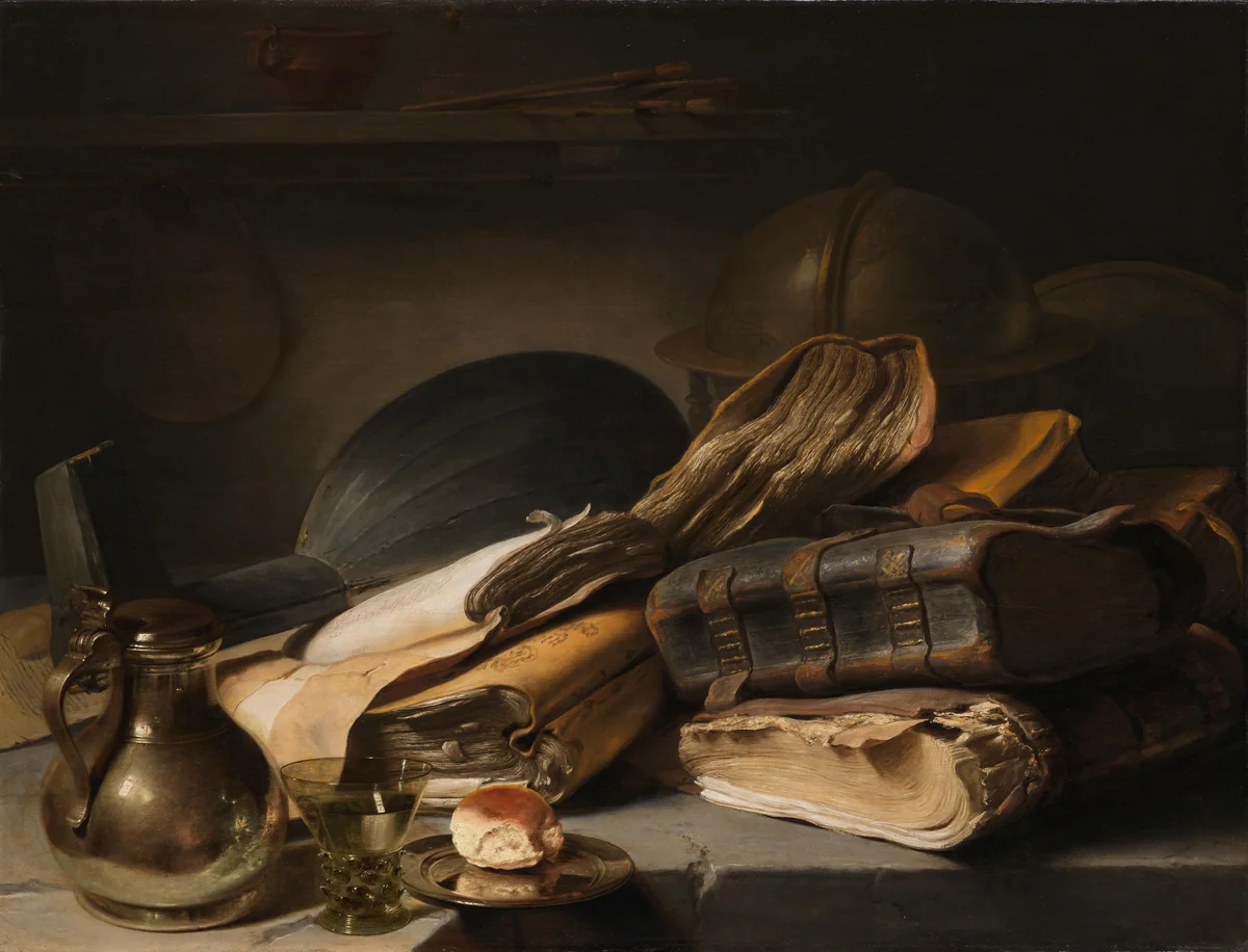 Still Life with Books by Jan Lievens, painting, 1628-1632