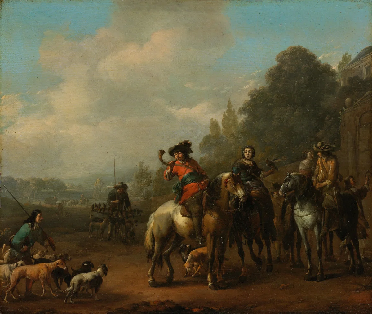 The Return from the Hunt by Johannes Lingelbach, painting, 1650-1674