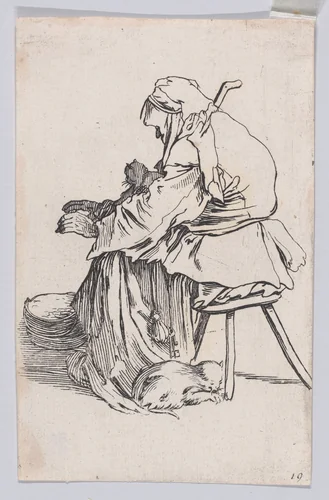 Copy of La Vieille aux Chats (The Old Woman with Cats), from "Les Gueux suite appelée aussi Les Mendiants, Les Baroni, ou Les Barons" (The Beggars, also called the Barons) by anonymous, print, 1625-1700