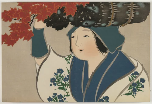 Flowers of a Hundred Worlds (Momoyogusa): Kindling Salesgirl (Kurokiuri) by Kamisaka Sekka, book, 1909-1910