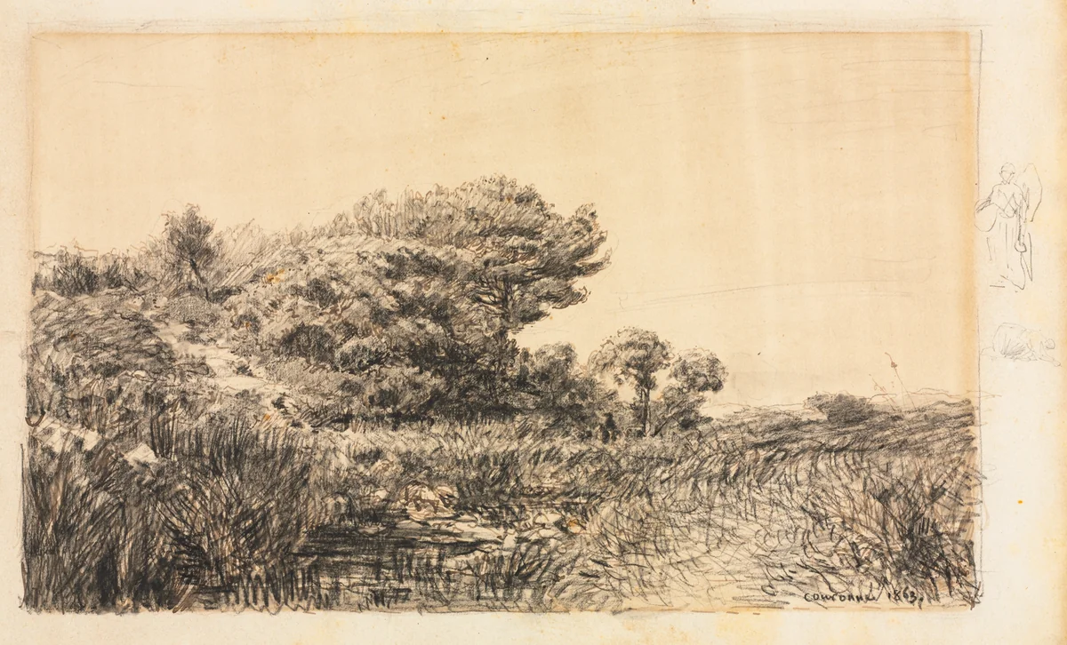 Edge of Marsh at Couronne by Félix Ziem, drawing, 1863