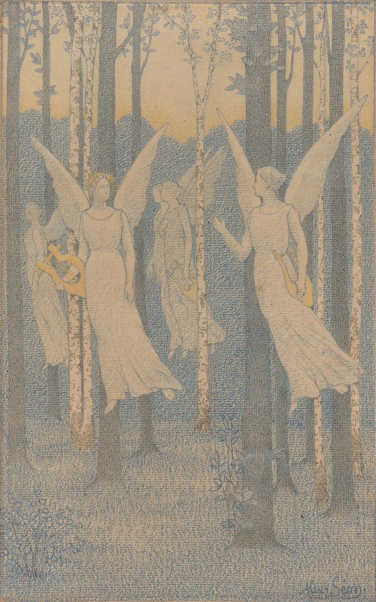 Study for “In the Woods, Evening” by Alexandre Séon, drawing, 1892-1894