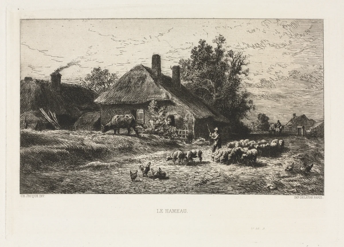 The Hamlet by Charles-Émile Jacque, print, 1867
