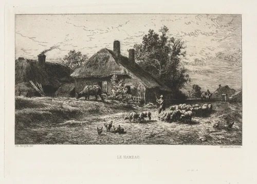 The Hamlet by Charles-Émile Jacque, print, 1867