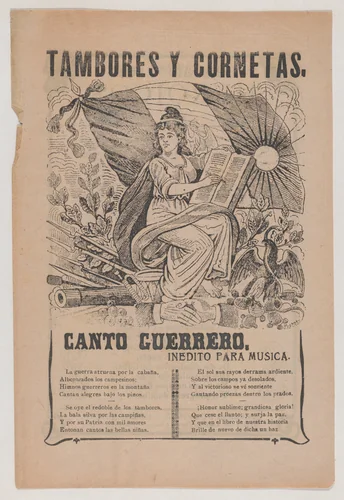 Broadsheet relating to the soldiers' song by José Guadalupe Posada, print, 1911