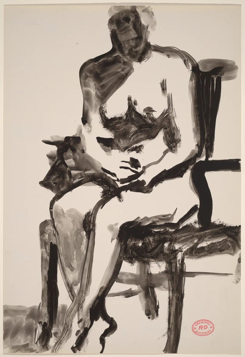 Untitled [female nude seated in armchair] by Richard Diebenkorn, drawing, 1955-1967