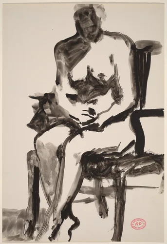 Untitled [female nude seated in armchair] by Richard Diebenkorn, drawing, 1955-1967