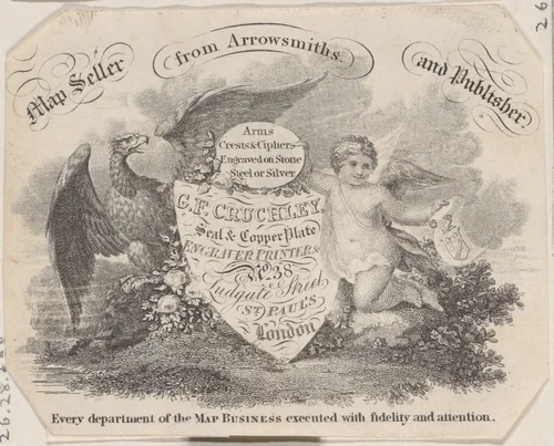 Trade Card for G.F. Cruchley, Map Seller and Publisher by anonymous, print, 1800-1900