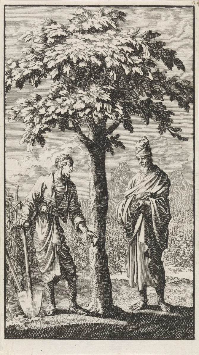 Gelijkenis van de onvruchtbare vijgenboom by Jan Luyken, print, 1712
