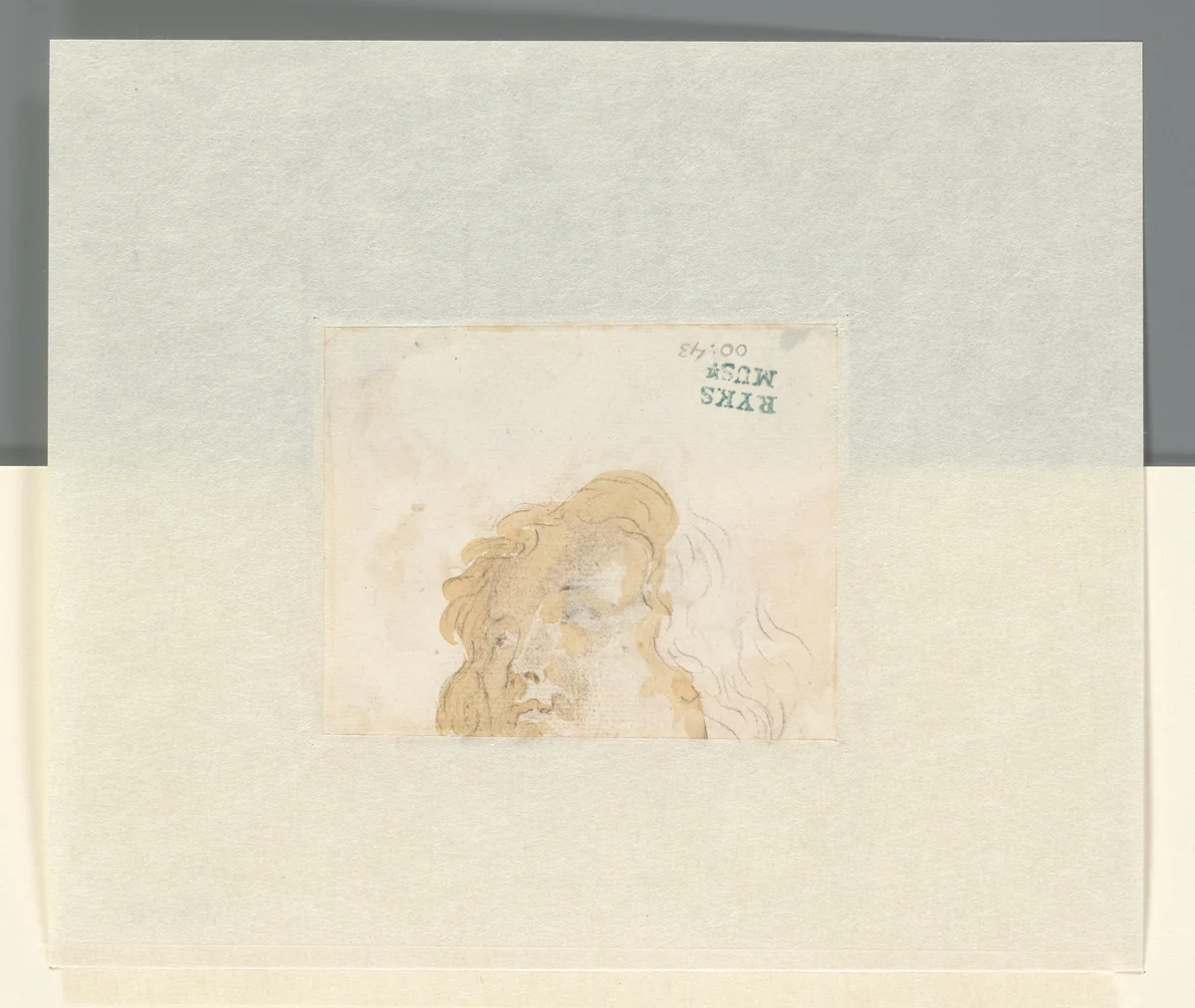 Studie van het hoofd van een vrouw by Jan de Bisschop, drawing, 1648-1671