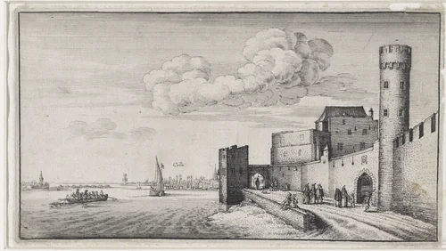 Gezicht op de stadsmuren van Keulen by Wenceslaus Hollar, print, 1643-1644