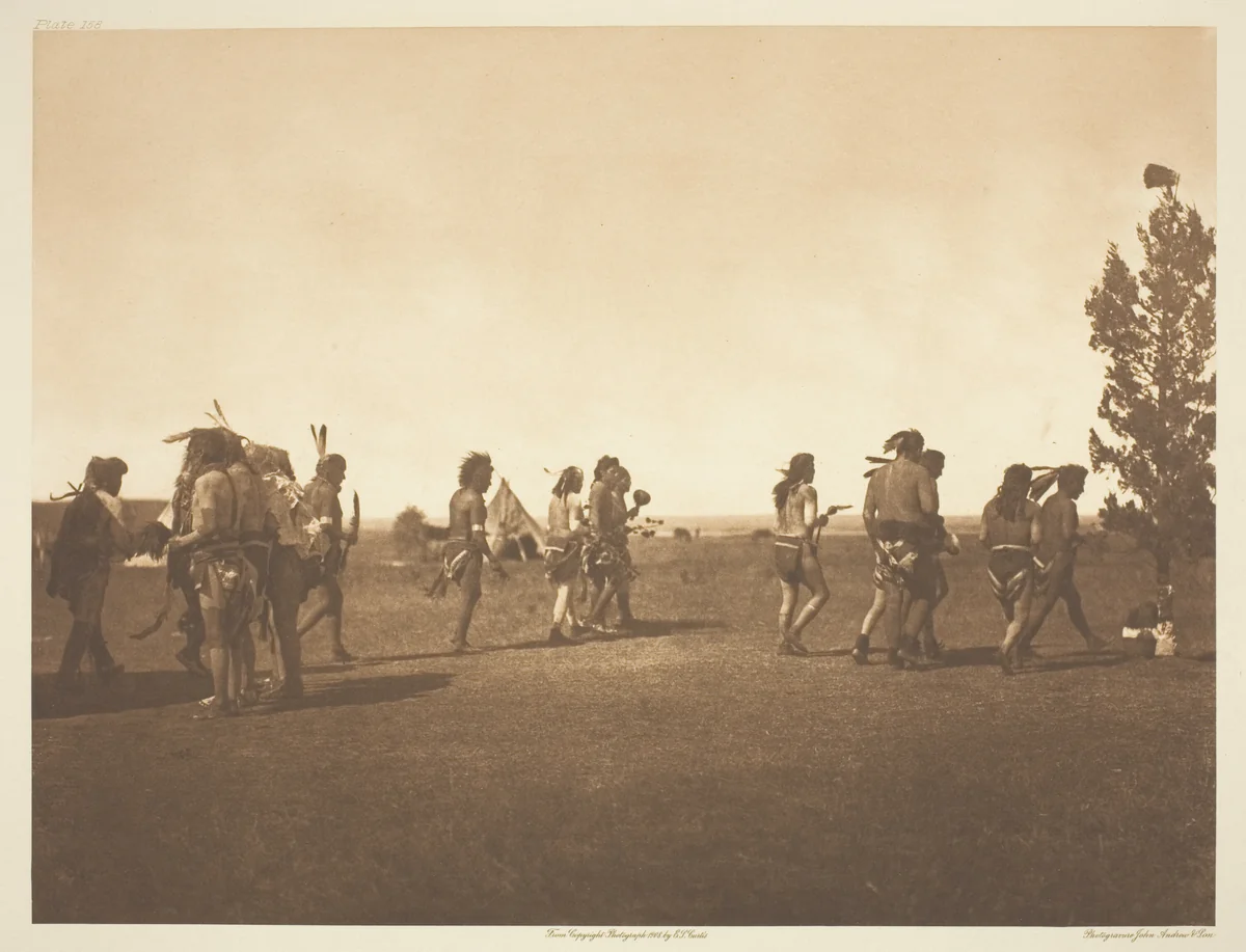 Arikara Medicine Ceremony - Dance of the Fraternity by Edward Curtis, print, 1908