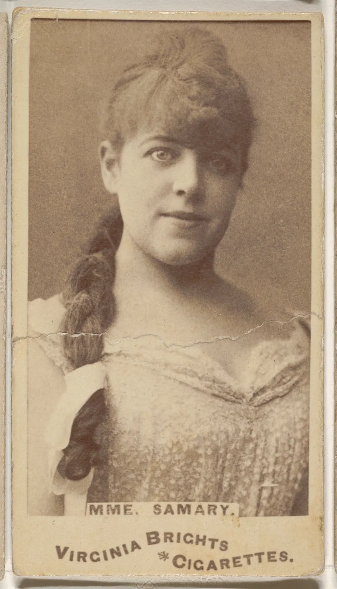 Madam Samary, from the Actors and Actresses series (N45, Type 1) for Virginia Brights Cigarettes by Allen & Ginter, photograph, 1885-1891