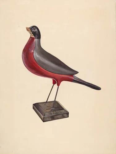 Carved Wood Robin by James McLellan, index of american design, 1937