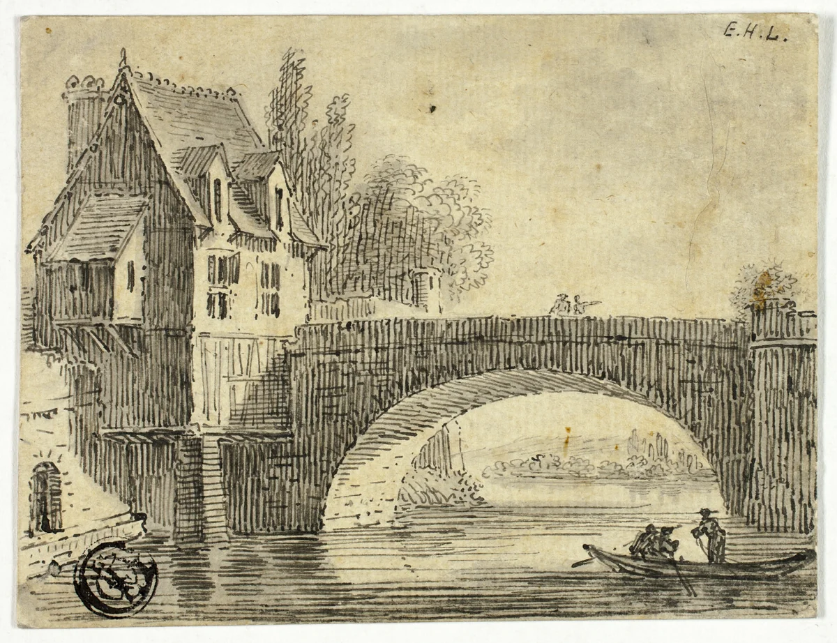 Bridge with House by Unknown Artist, drawing, 1700-1799