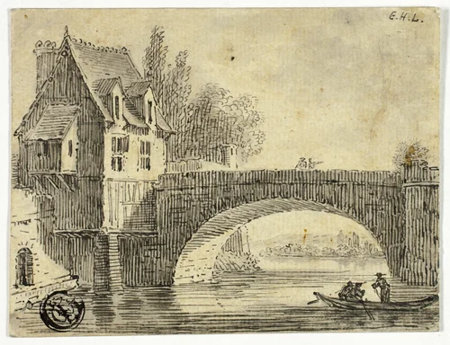 Bridge with House by Unknown Artist, drawing, 1700-1799