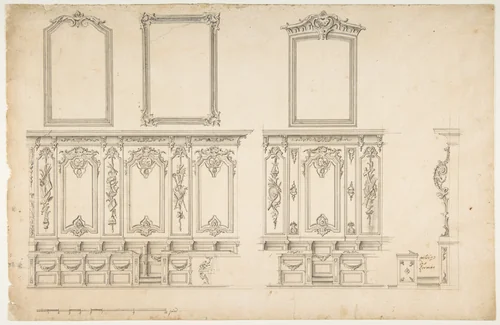 Design for Choir Stalls by anonymous, drawing, 1700-1800