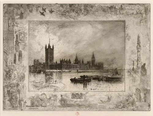 Westminster Palace by Félix-Hilaire Buhot, print, 1884