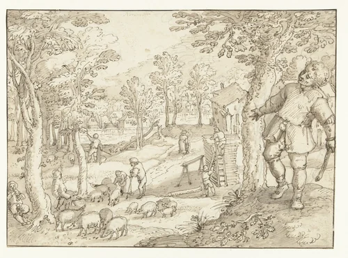 November by Joos de Momper, drawing, 1590-1610