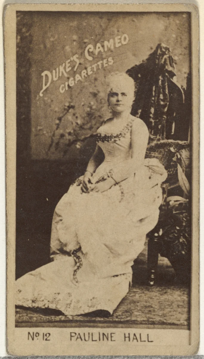 Card Number 12, Pauline Hall, from the Actors and Actresses series (N145-4) issued by Duke Sons & Co. to promote Cameo Cigarettes by W. Duke, Sons & Co., photograph, 1880-1889