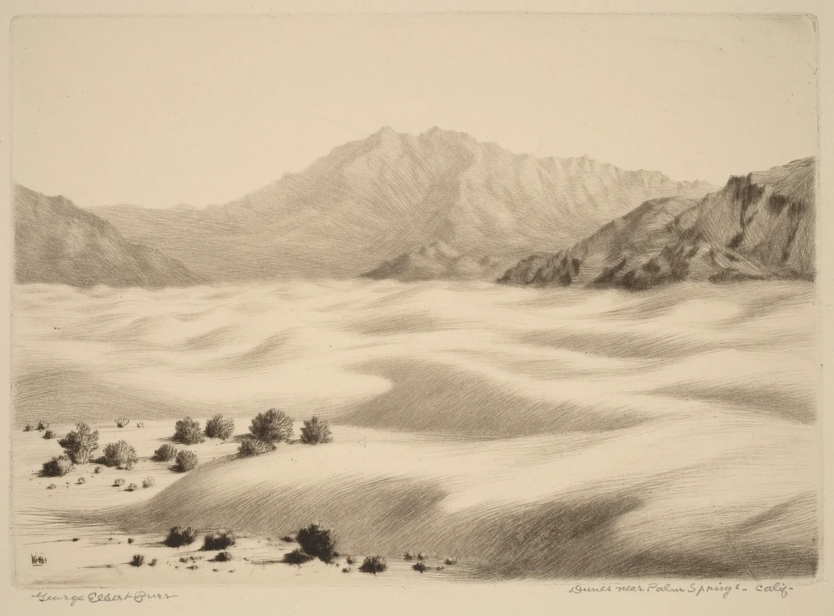Dunes near Palm Springs, California (no.2) by George Elbert Burr, print, 1929-1939