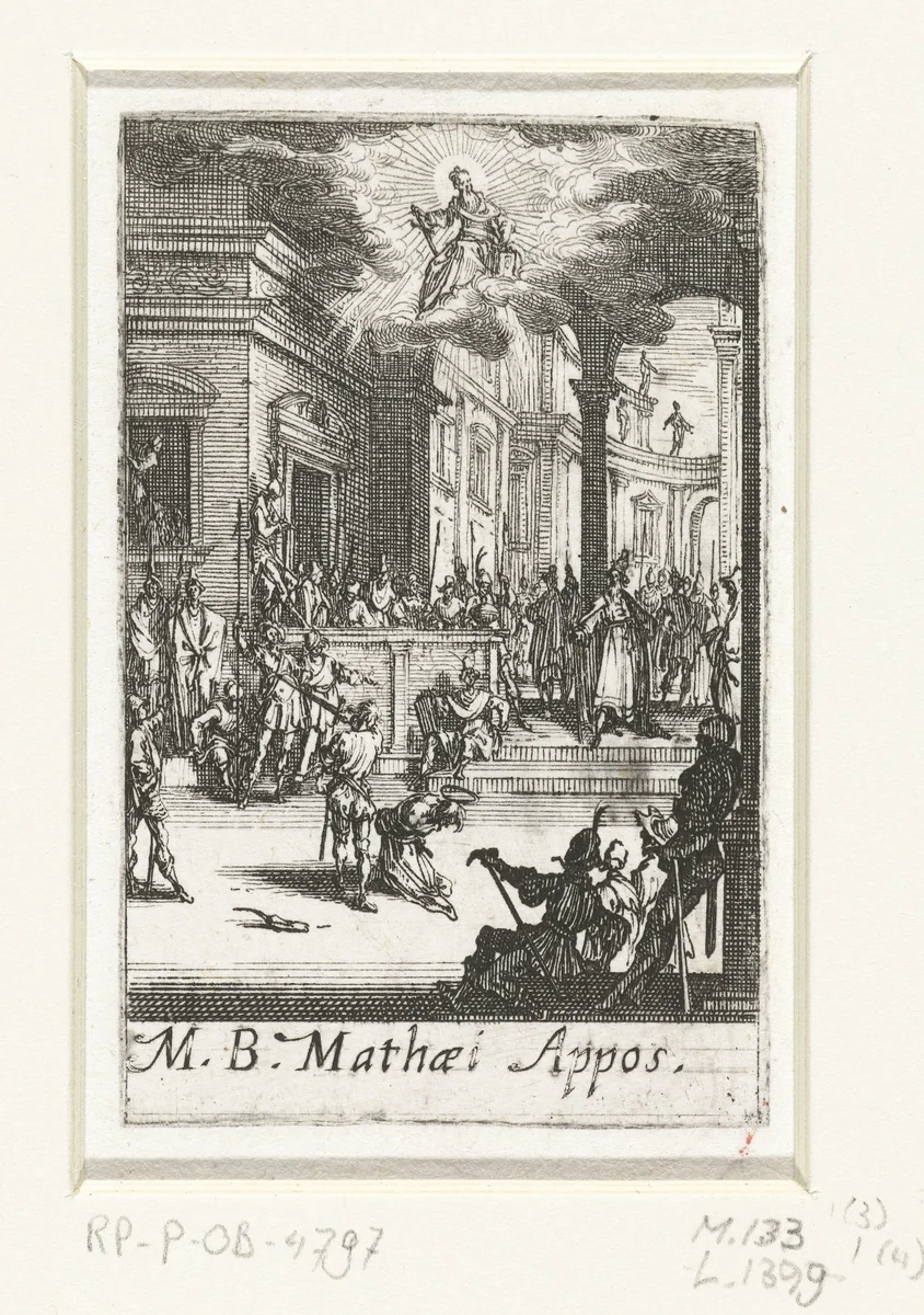 Het martelaarschap van Mattheüs by Jacques Callot, print, 1632-1634