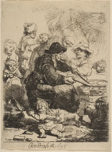 The Pancake Woman by Rembrandt van Rijn, print, 1635