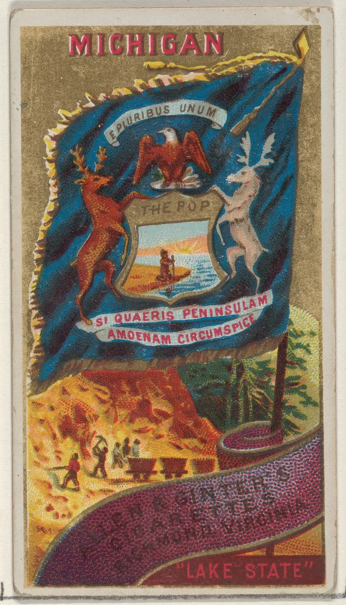 Michigan, from Flags of the States and Territories (N11) for Allen & Ginter Cigarettes Brands by Allen & Ginter, print, 1888