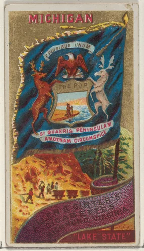 Michigan, from Flags of the States and Territories (N11) for Allen & Ginter Cigarettes Brands by Allen & Ginter, print, 1888