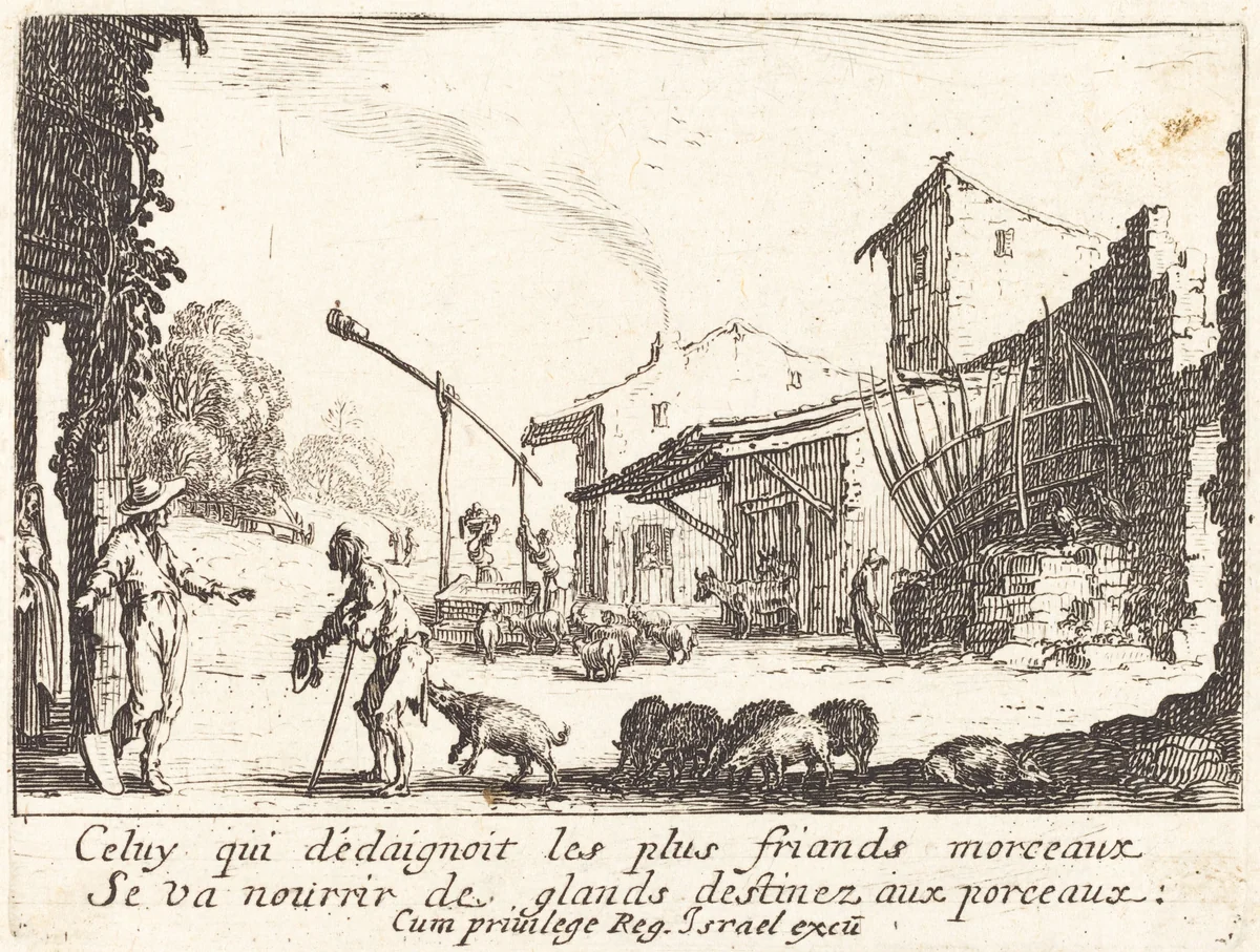 The Swineherd by Jacques Callot, print, 1635