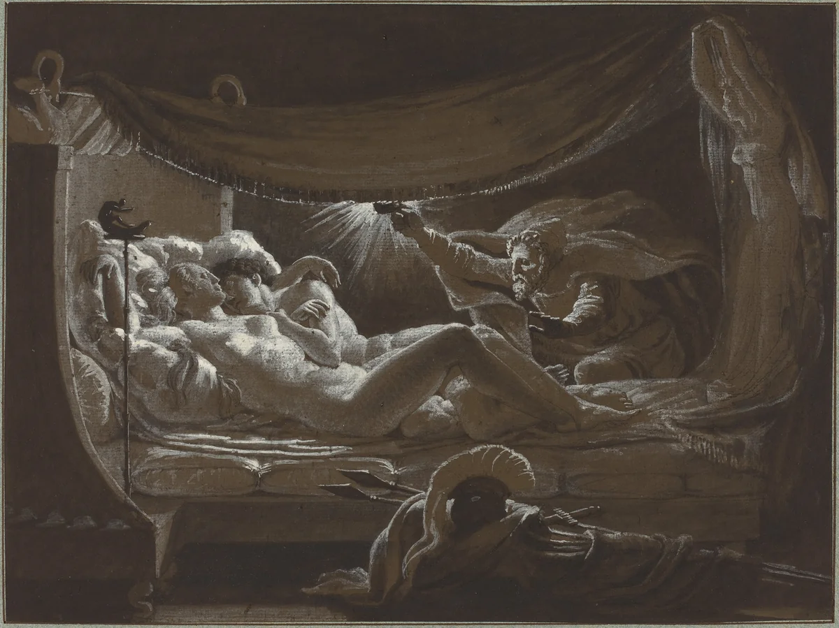 Vulcan Discovering Venus and Mars by François-Edouard Picot, drawing, 1786-1868