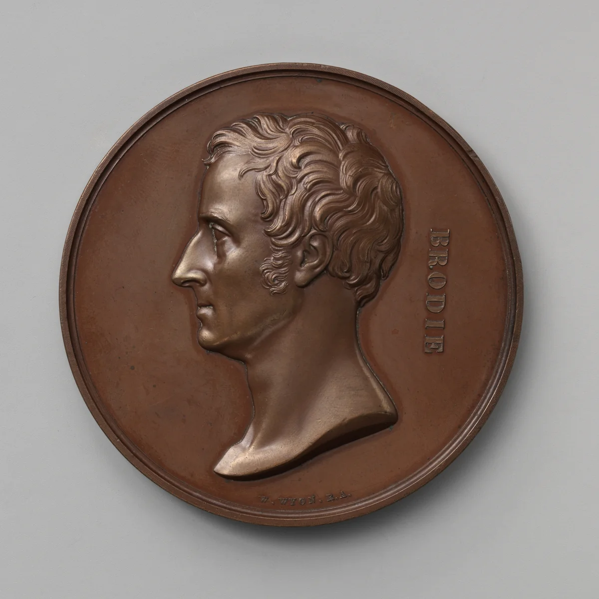 In Honor of the Surgical and Pathological Discoveries of Sir Benjamin Collins Brodie, Bart., Sergeant-Surgeon to George IV, William IV, and Victoria (1783–1862) by William Wyon, metalwork, 1841