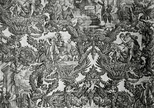 Garrick and Shakespeare with Tragedy and Comedy (Furnishing Fabric) by Robert Edge Pine
Caroline Watson, textile, 1782-1790