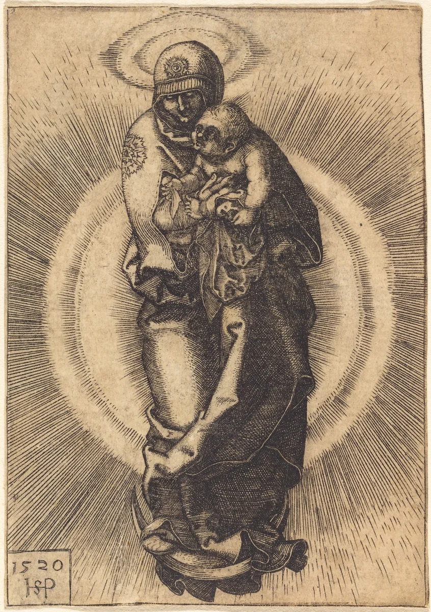 The Virgin and Child on the Crescent by Sebald Beham, print, 1520